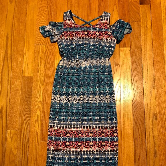 Girl's Cold Shoulder Maxi Dress - Picture 1 of 4